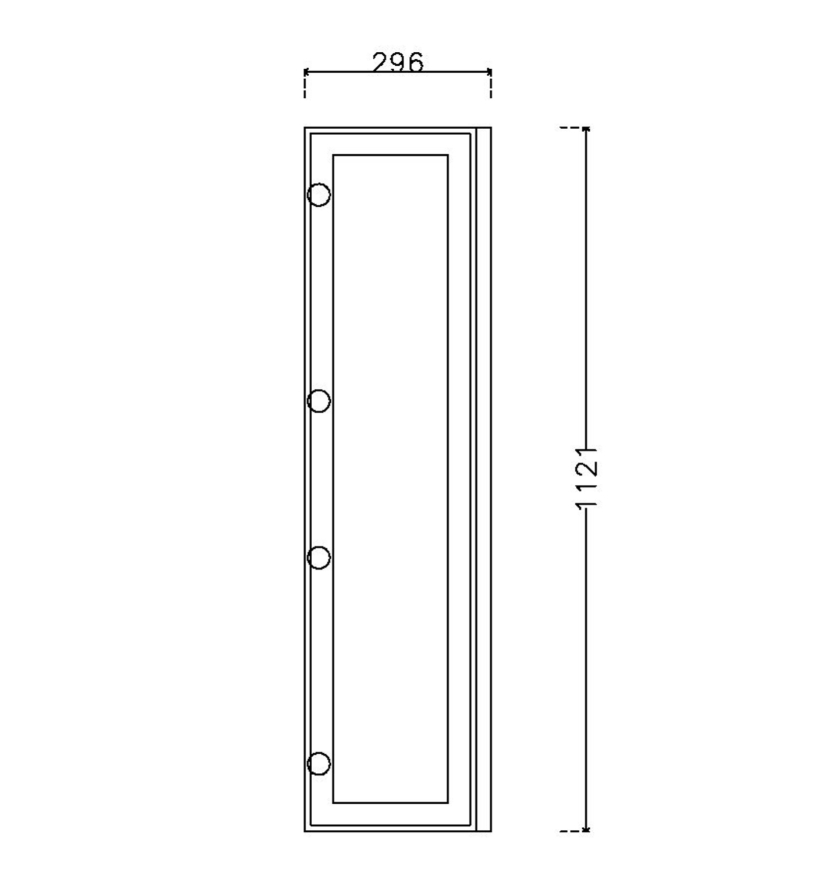 หน้าบาน เฟรมโรสโกล กระจกใส ขนาด 300*1125 มม.