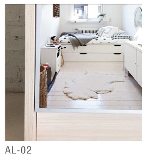 หน้าบาน เฟรมอะลูมิเนียม กระจกเงา ขนาด 450*750 มม.