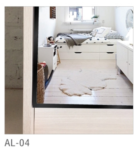 หน้าบาน เฟรมดำ กระจกเงา ขนาด 400*750 มม.