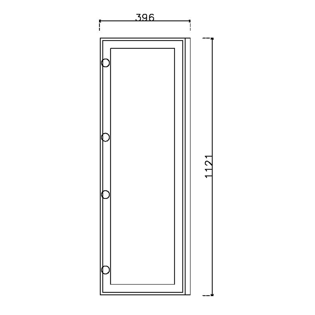 หน้าบาน เฟรมอะลูมิเนียม กระจกเงา ขนาด 400*1125 มม.