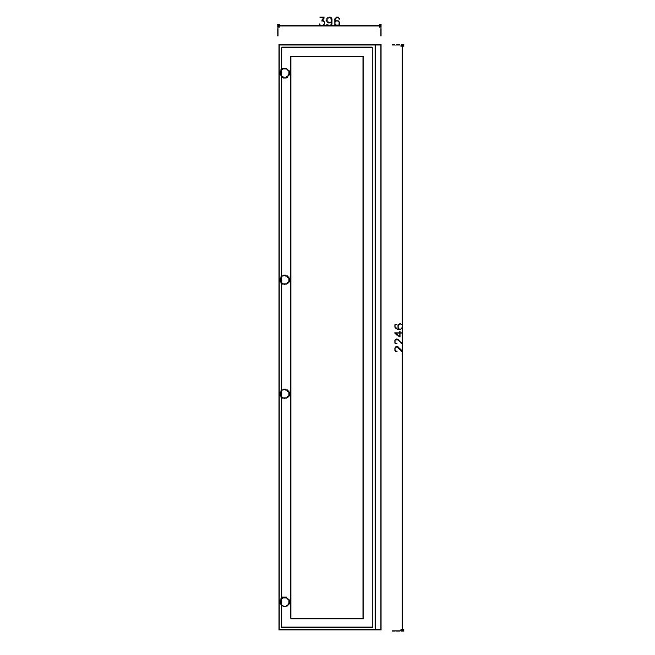 หน้าบาน เฟรมอะลูมิเนียม กระจกเงา ขนาด 400*2250 มม.