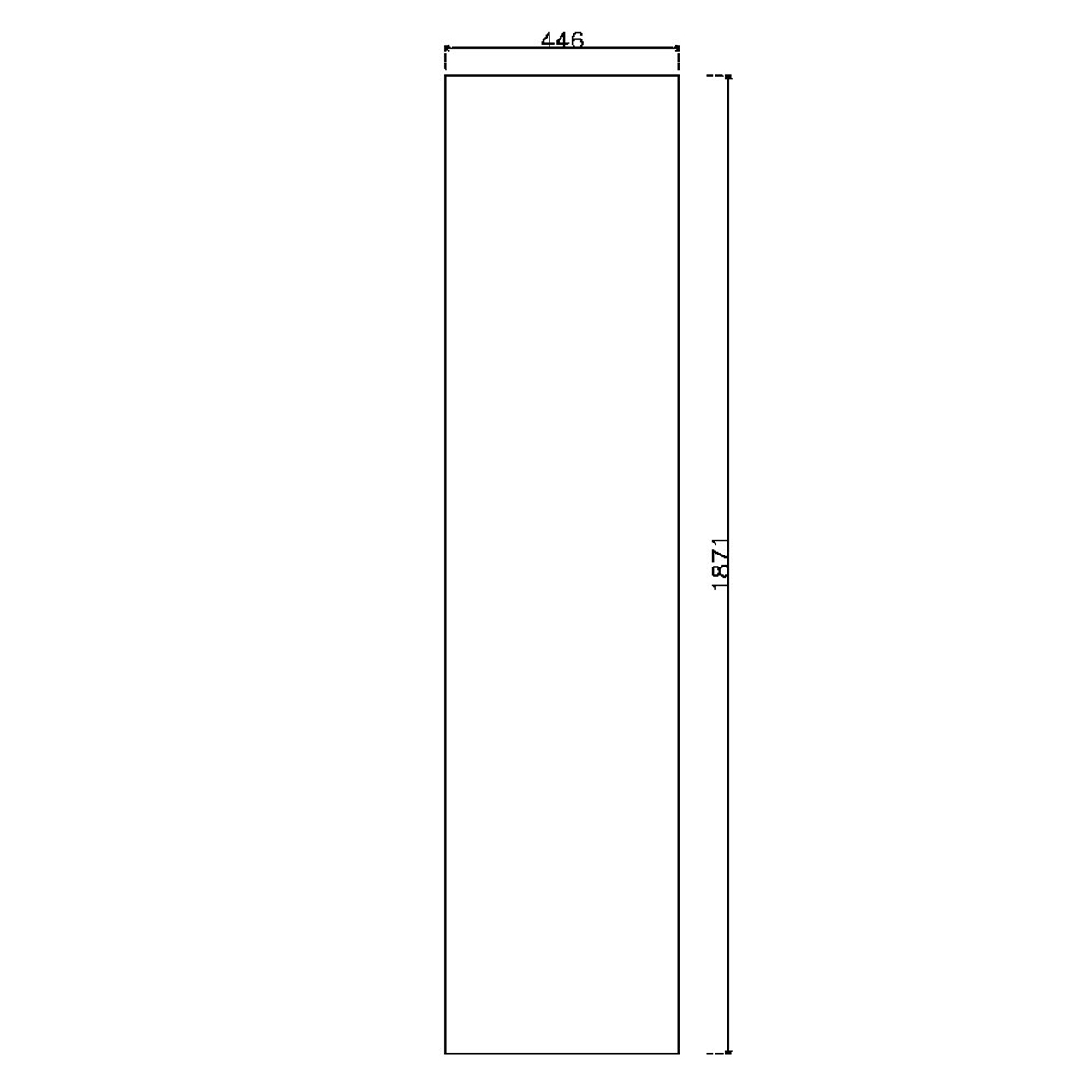 หน้าบาน PVC บานเรียบ สีขาว ขนาด  450*1875 มม.