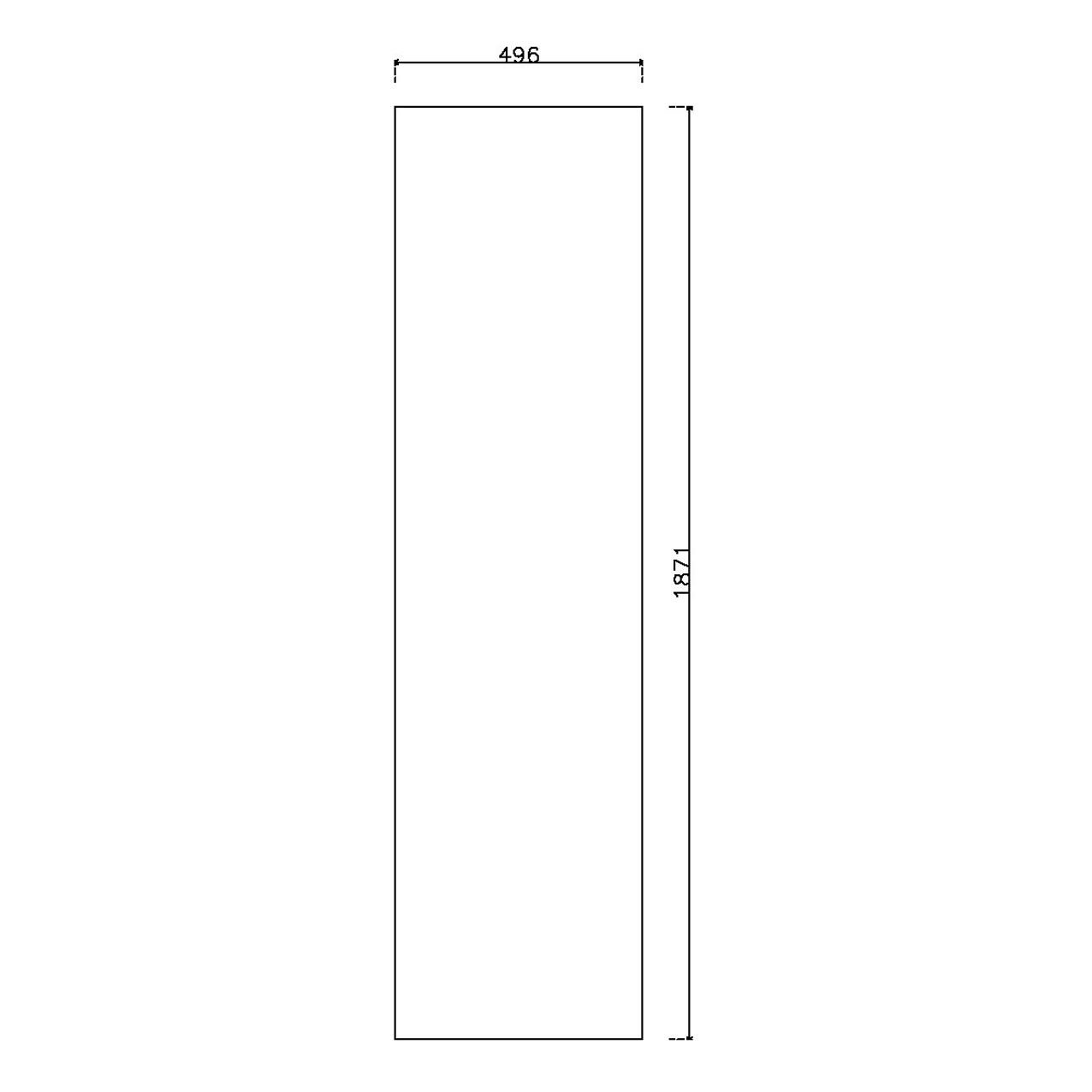 หน้าบาน PVC บานเรียบ ยกริม สีขาว ขนาด 500*1875 มม.