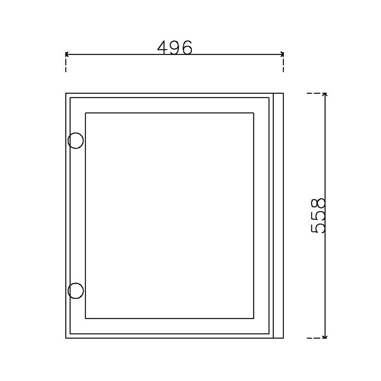หน้าบาน เฟรมอะลูมิเนียม กระจกเงา ขนาด 500*562 มม.
