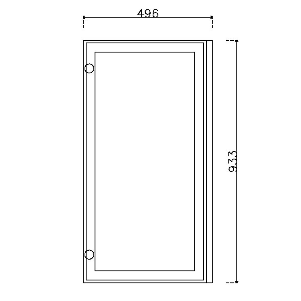หน้าบาน เฟรมโรสโกล กระจกใส ขนาด 500*937 มม.