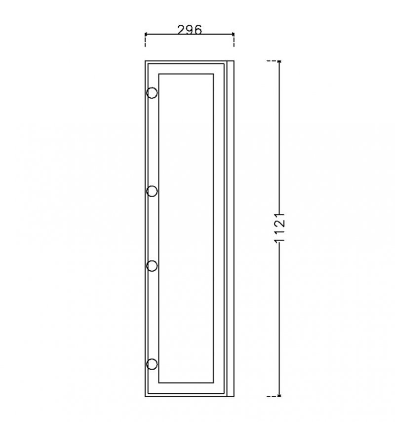 หน้าบาน เฟรมโรสโกล กระจกเงาชาทอง ขนาด 300*1125 มม.