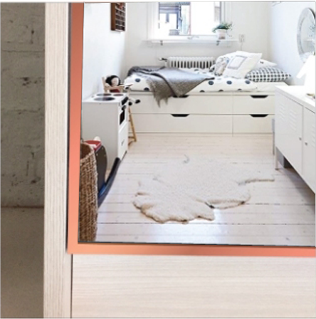 หน้าบาน เฟรมโรสโกล กระจกเงา ขนาด 300*937 มม.