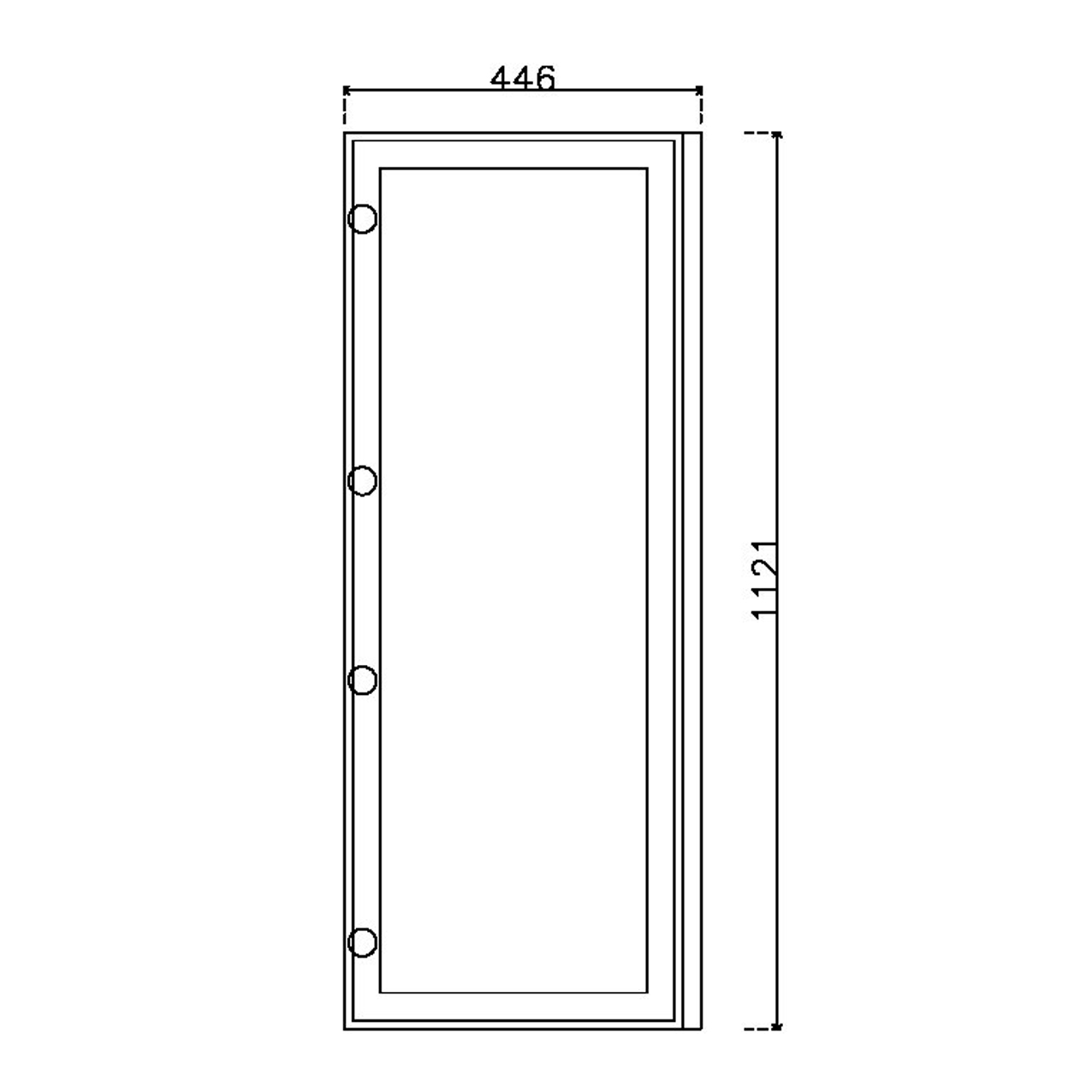 หน้าบาน เฟรมโรสโกล กระจกเงา ขนาด 450*1125 มม.