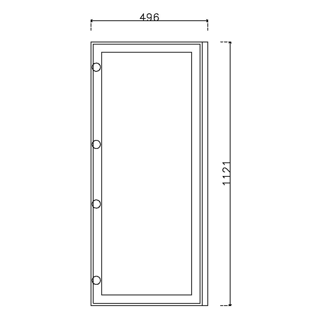 หน้าบาน เฟรมโรสโกล กระจกเงา ขนาด 500*1125 มม.