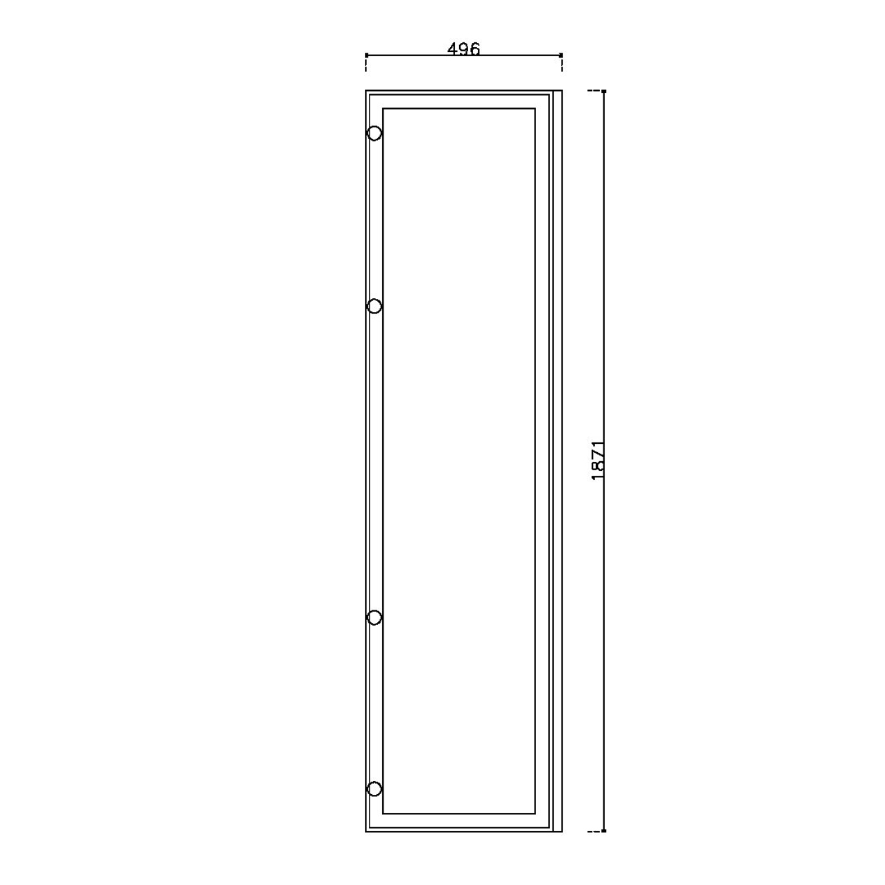 หน้าบาน เฟรมโรสโกล กระจกใส ขนาด 500*1875 มม.