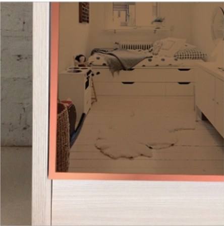 หน้าบาน เฟรมโรสโกล กระจกเงาชาทอง ขนาด 400*1875 มม.