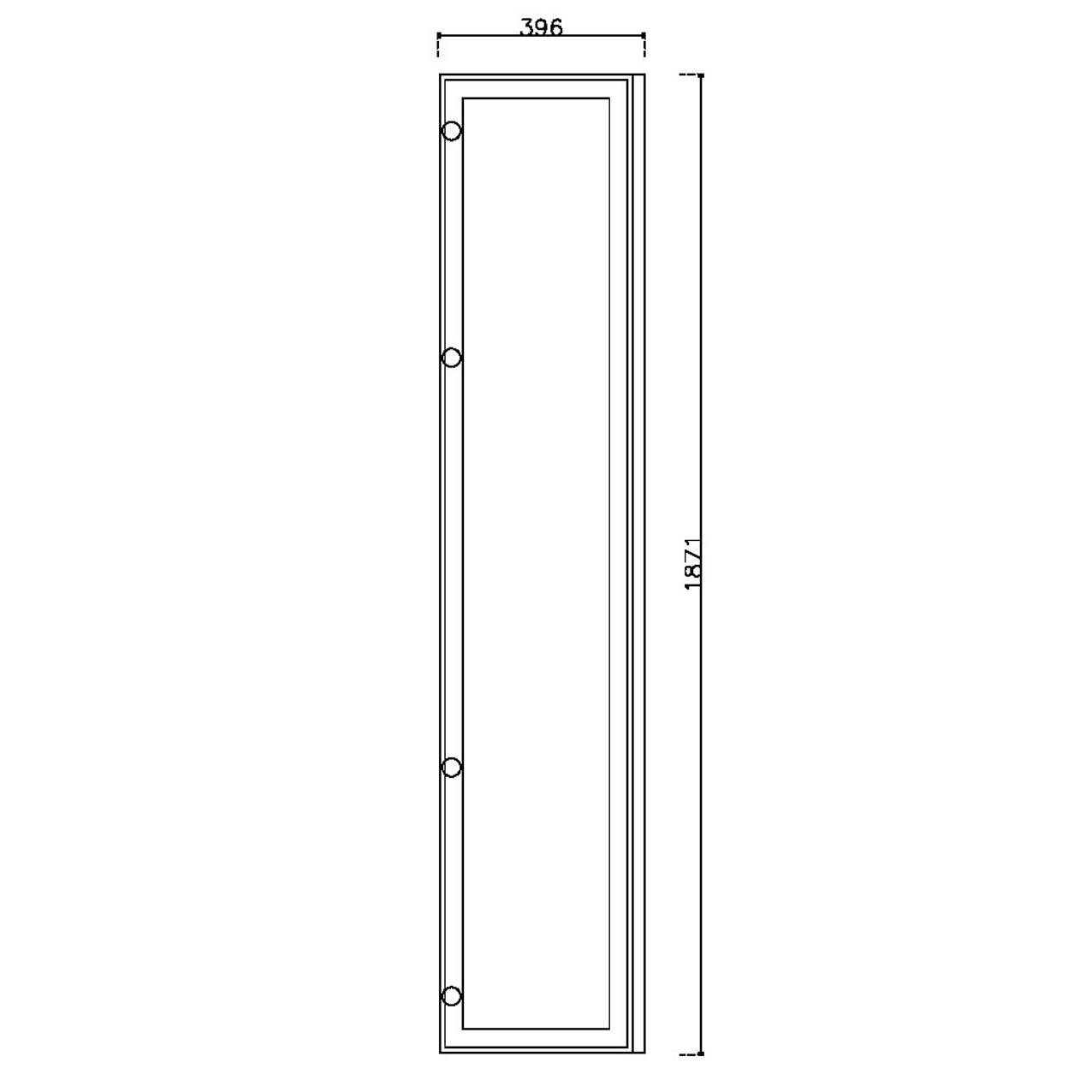 หน้าบาน เฟรมอะลูมิเนียม กระจกเงา ขนาด 400*1875 มม.