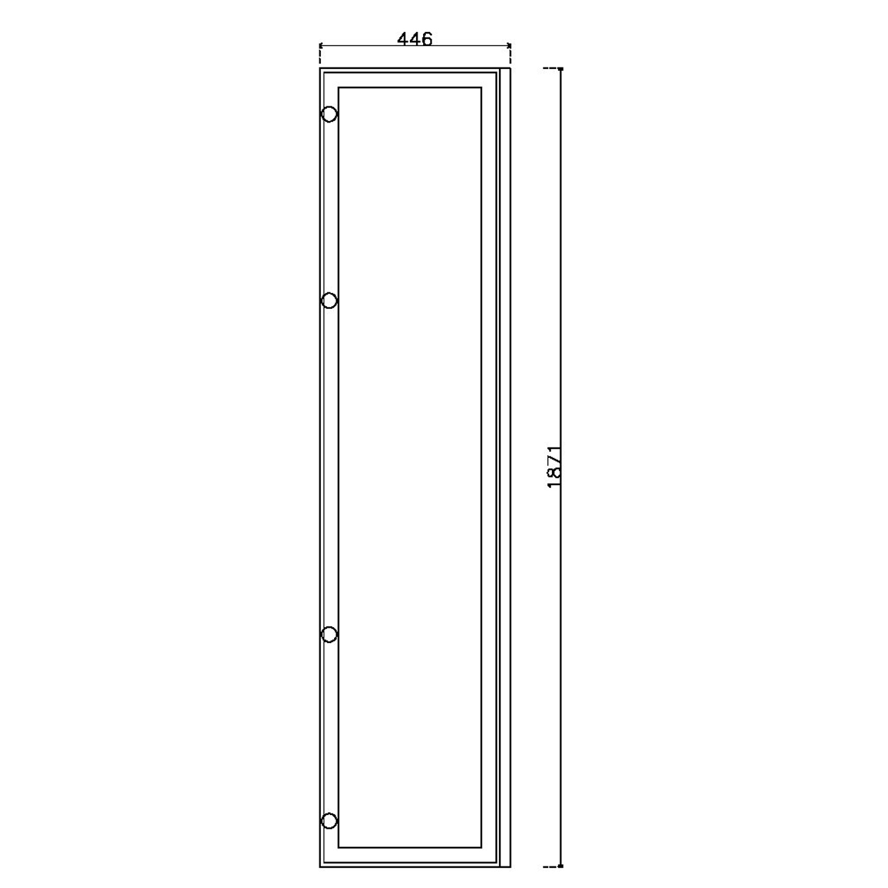 หน้าบาน เฟรมดำ กระจกเงา ขนาด 450*1875 มม.