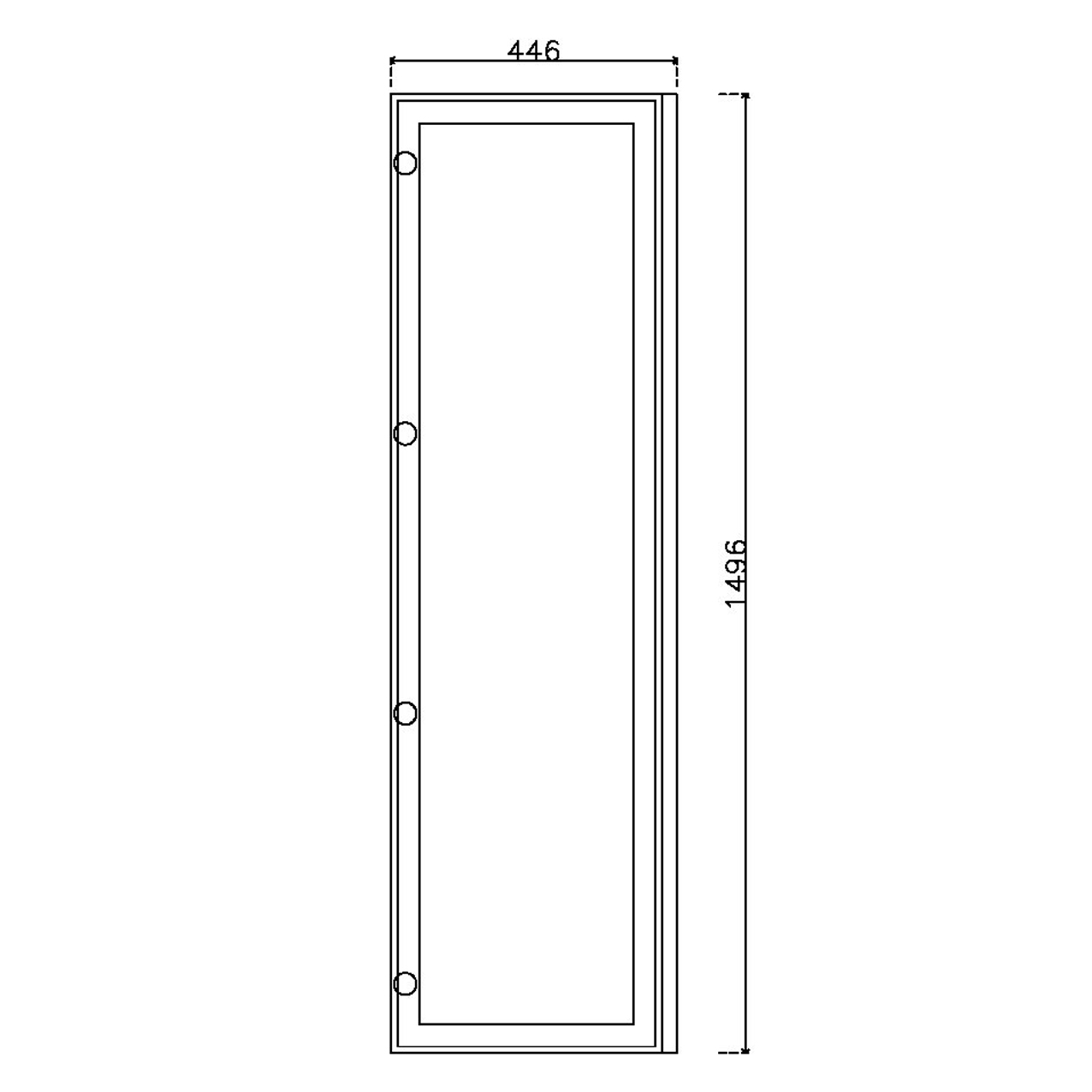หน้าบาน เฟรมดำ กระจกเงา ขนาด 450*1500 มม.