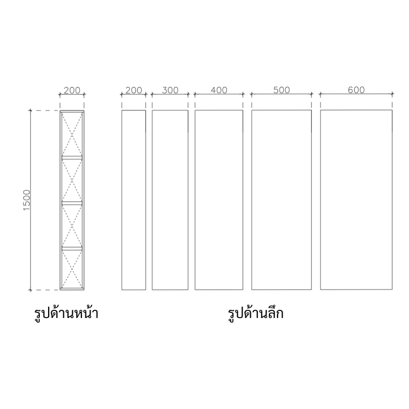 โครงตู้สำเร็จรูป ฟังก์ชั่น A ขนาด 200x1500x400 มม.