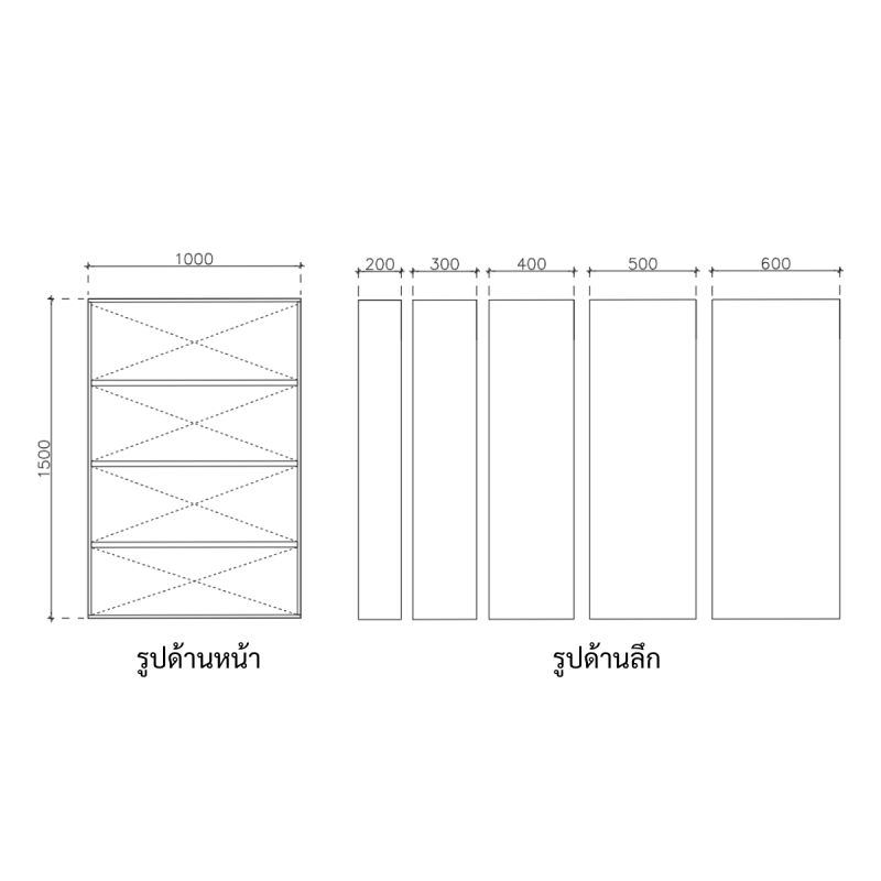 โครงตู้สำเร็จรูป ฟังก์ชั่น A ขนาด 1000x1500x300 มม.