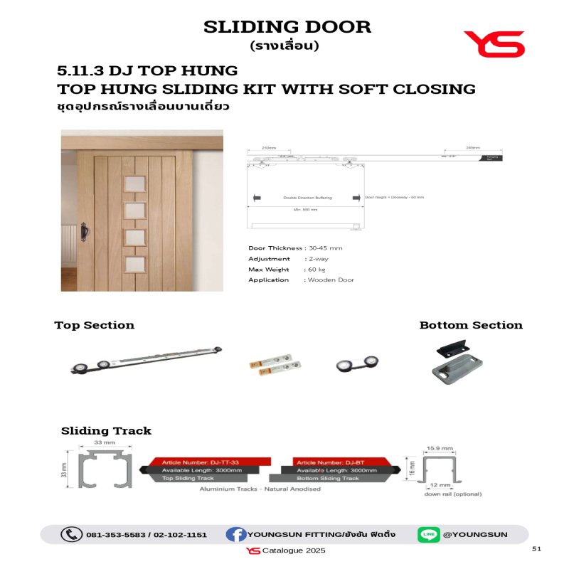 YS-รางเลื่อน Sliding Door-DJ TOP HUNG