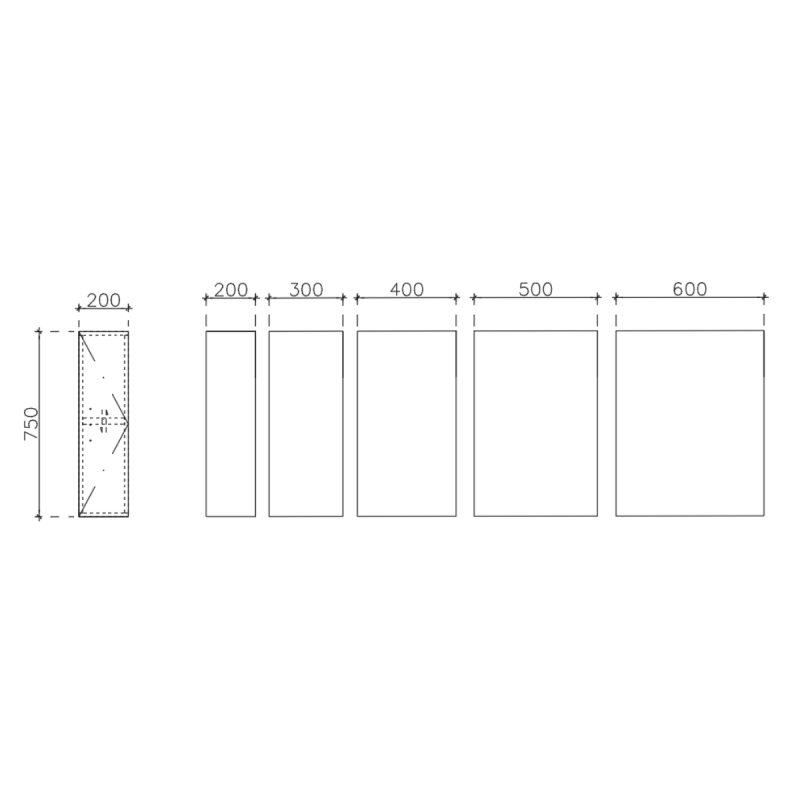 โครงตู้สำเร็จรูป ฟังก์ชั่น B ขนาด 200 x 750 x 600 มม.