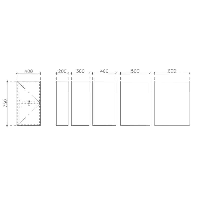 โครงตู้สำเร็จรูป ฟังก์ชั่น B ขนาด 400x750x600 มม.