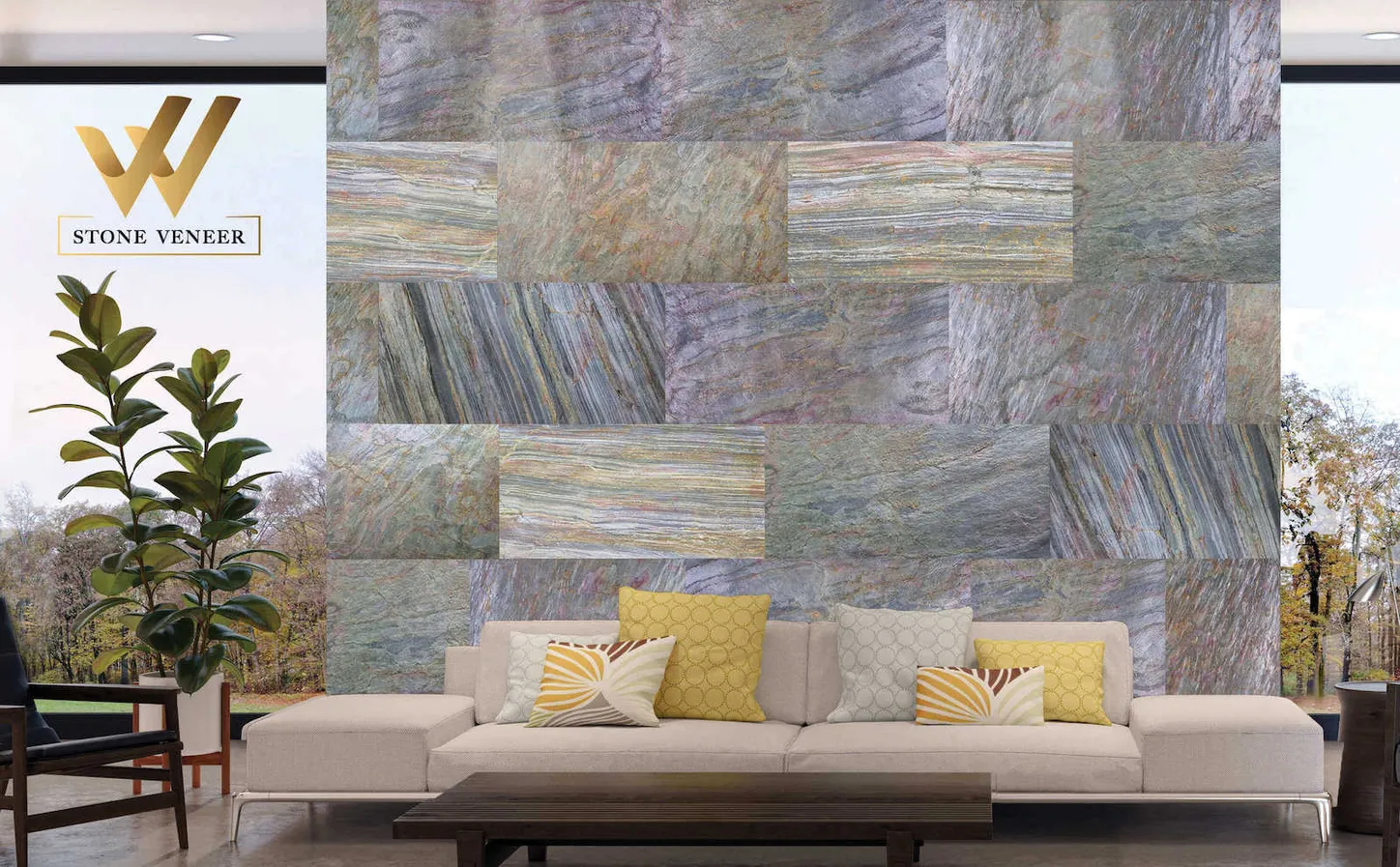 Stone Veneer Burning Forest Copper