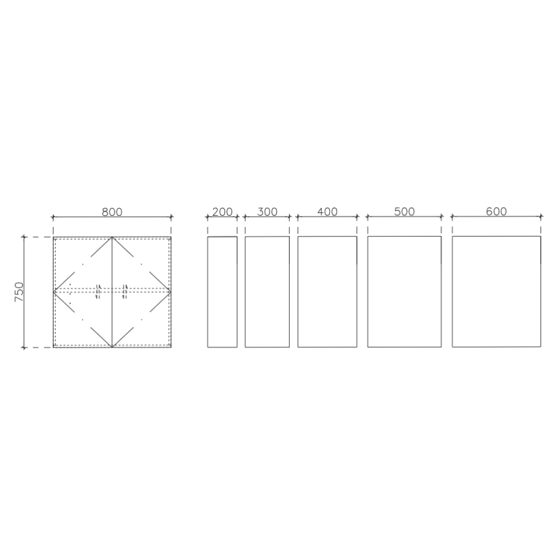 โครงตู้สำเร็จรูป ฟังก์ชั่น B ขนาด 800x750x400 มม.
