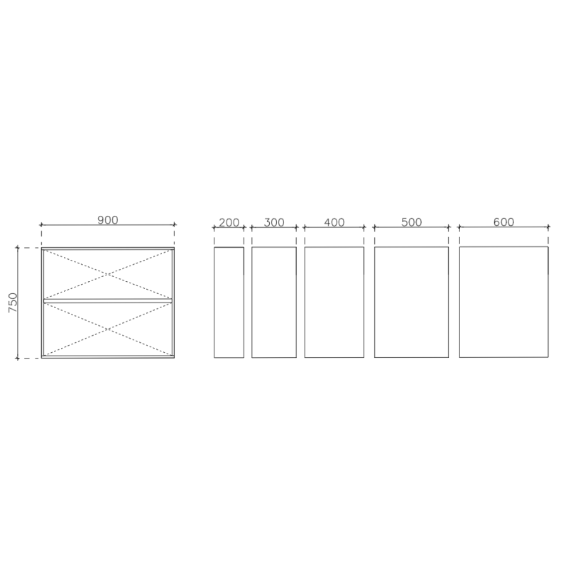 โครงตู้สำเร็จรูป ฟังก์ชั่น A ขนาด 900 x 750 x 600 มม.