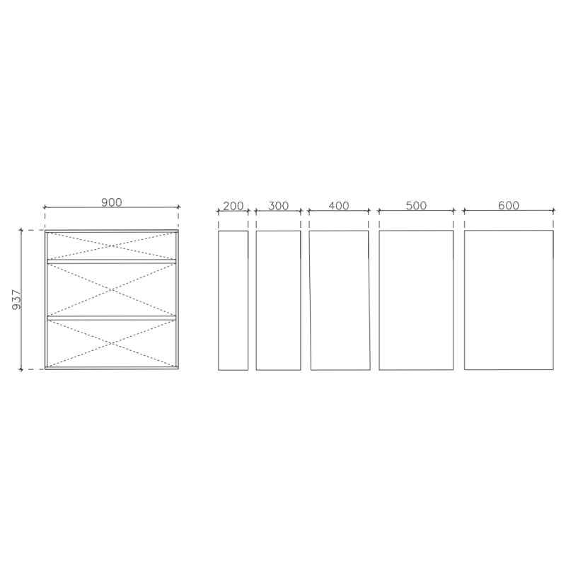 โครงตู้สำเร็จรูป ฟังก์ชั่น A ขนาด 900 x 937 x 400 มม. LED