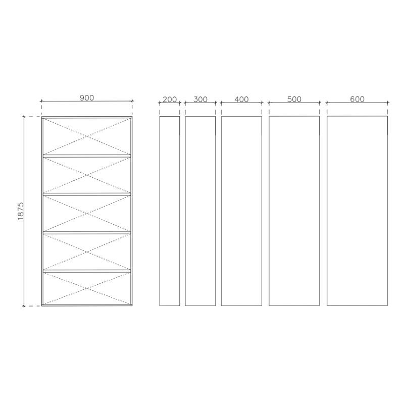 โครงตู้สำเร็จรูป ฟังก์ชั่น A ขนาด 900 x 1875 x 400 มม. LED