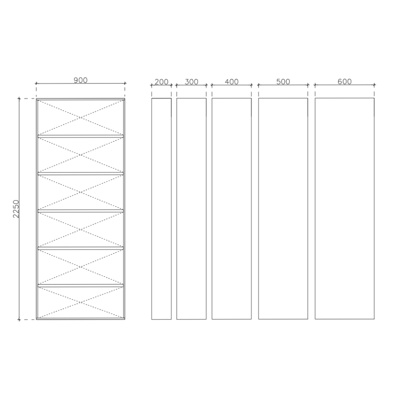 โครงตู้สำเร็จรูป ฟังก์ชั่น A ขนาด 900 x 2250 x 400 มม. LED