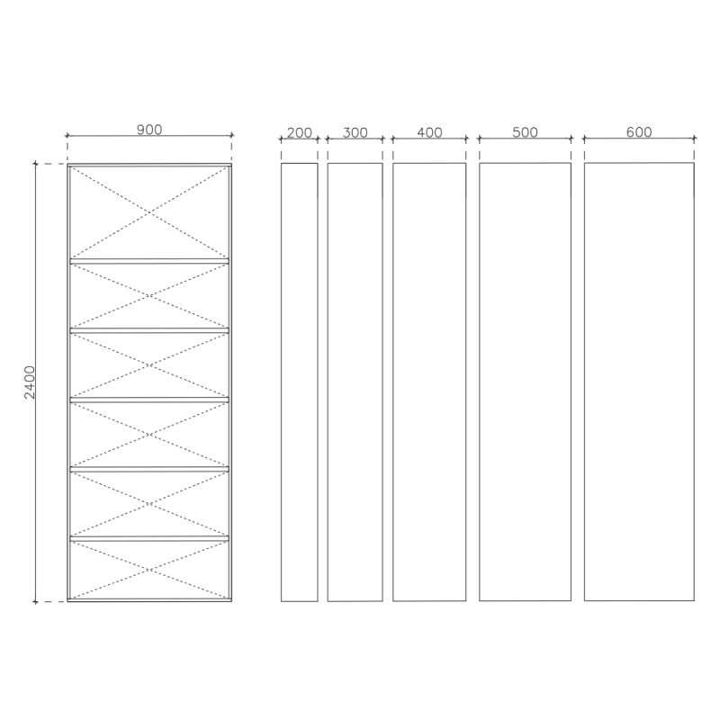 โครงตู้สำเร็จรูป ฟังก์ชั่น A ขนาด 900 x 2400 x 600 มม. LED