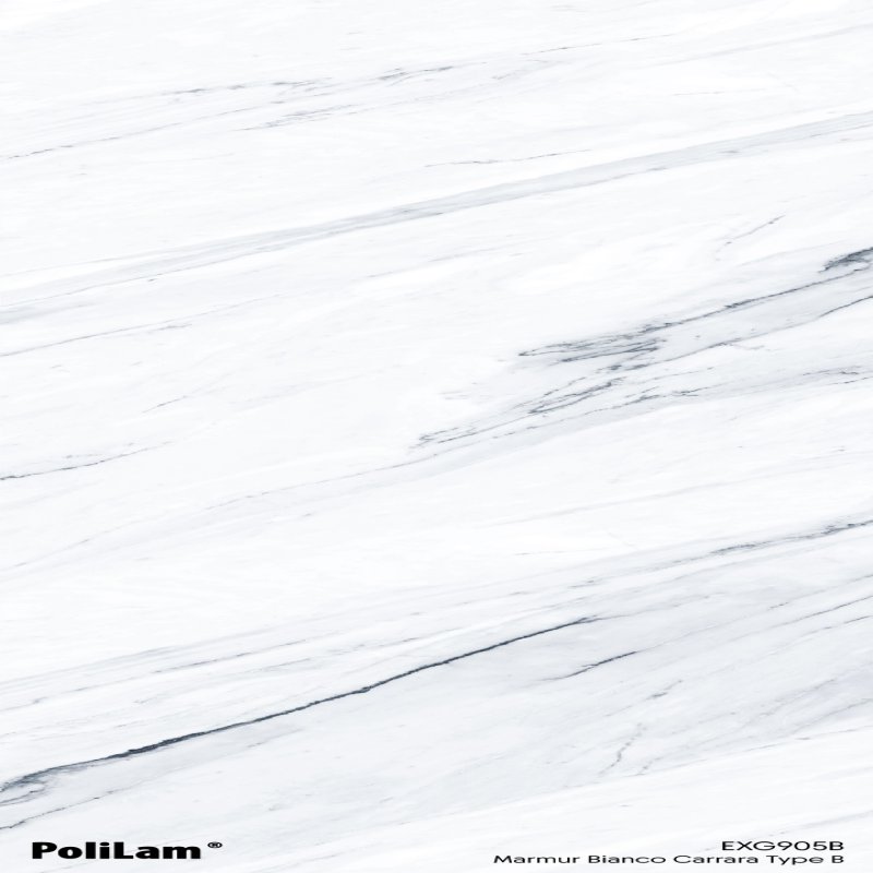 แผ่นลามิเนต Exotic Plus สี Marmur Bianco Carrara Type B ผิวเงา