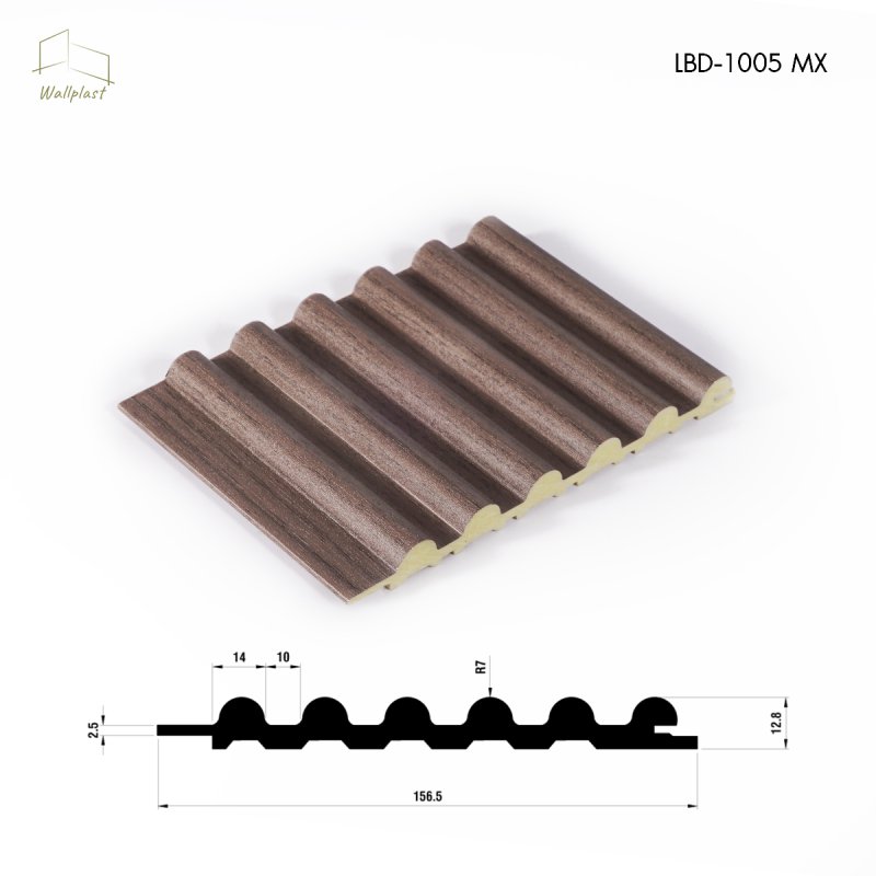 ระแนงลอนครึ่งวงกลม รุ่น Arca สี Cocoa Oak