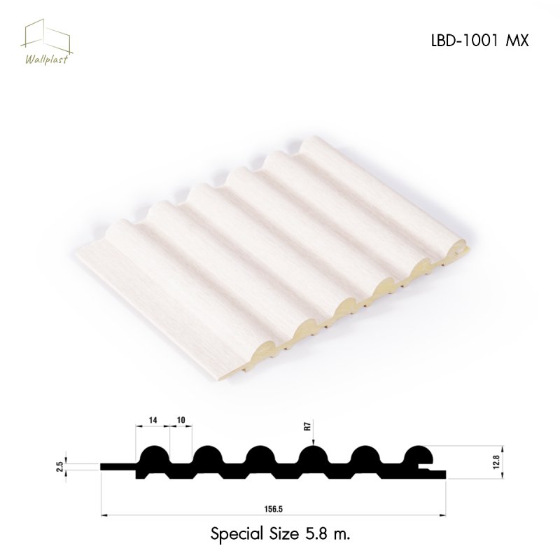 ระแนงลอนครึ่งวงกลม รุ่น Arca สี Vanilla Oak