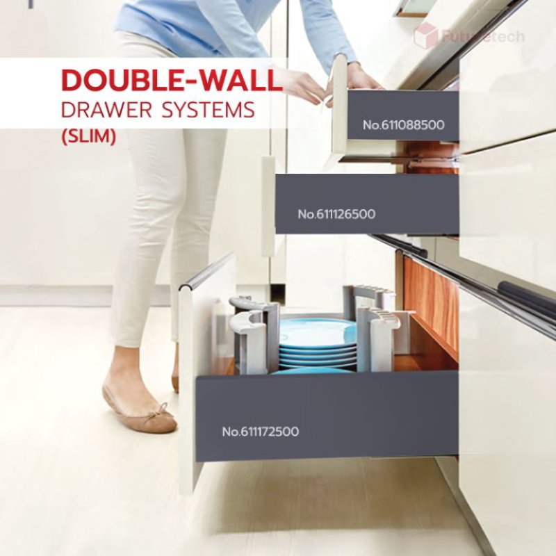 รางลิ้นชักแบบซ่อน Double-Wall