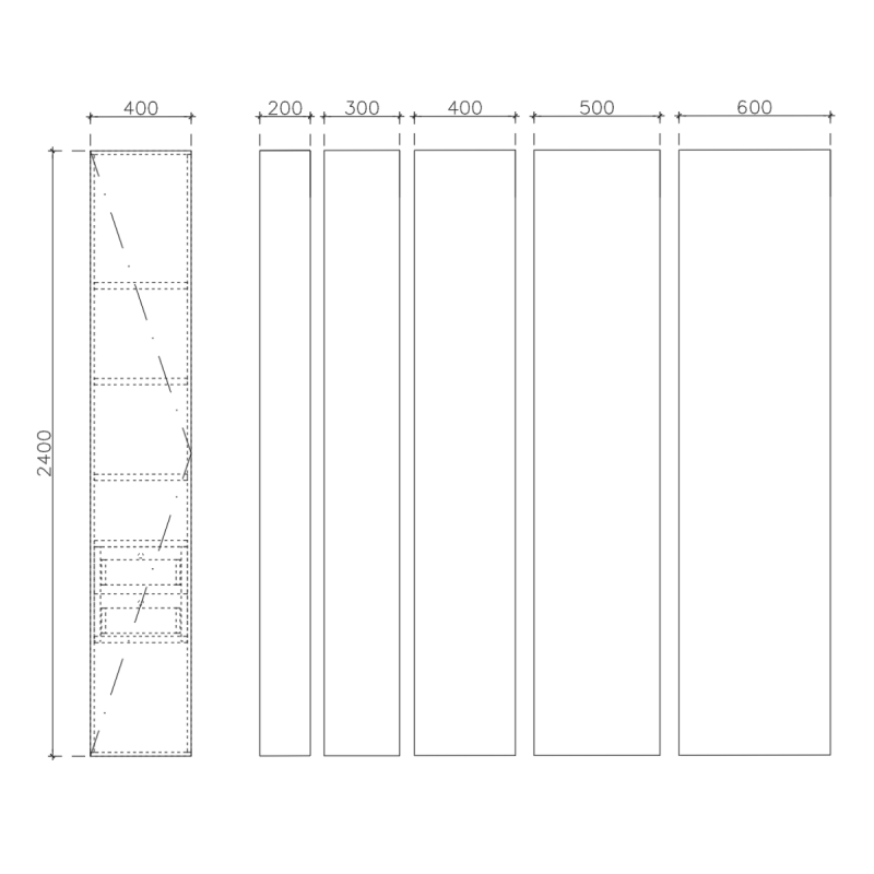โครงตู้สำเร็จรูป ฟังก์ชั่น C ขนาด 400x2400x400 มม.