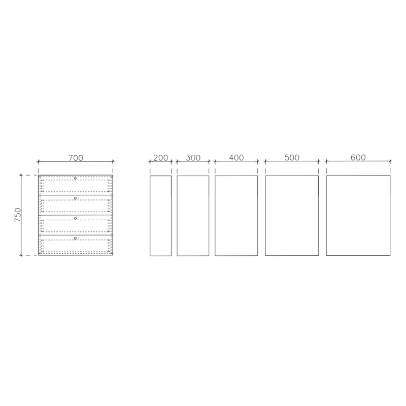 โครงตู้สำเร็จรูป ฟังก์ชั่น C ขนาด 700 x 750 x 600 มม.