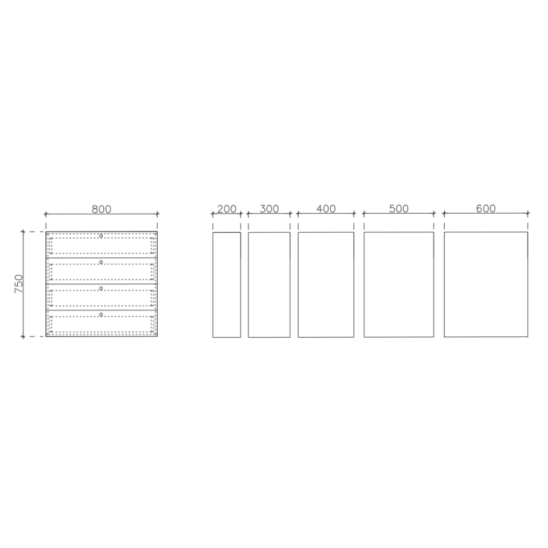 โครงตู้สำเร็จรูป ฟังก์ชั่น D ขนาด 800 x 750 x 400 มม.