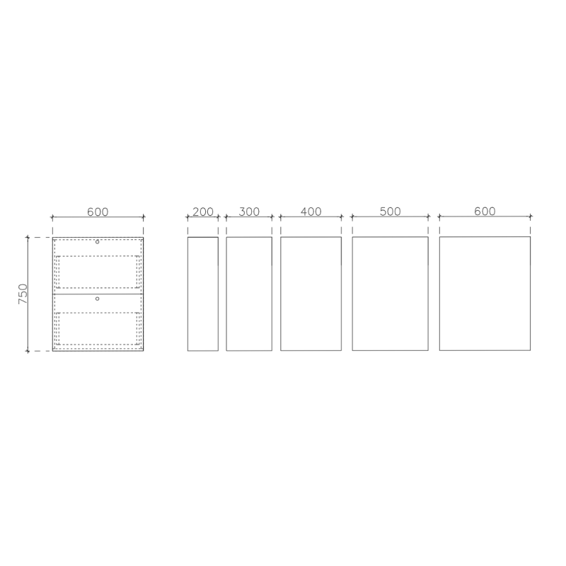 โครงตู้สำเร็จรูป ฟังก์ชั่น E ขนาด 600 x 750 x 400 มม.
