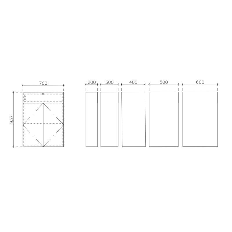 โครงตู้สำเร็จรูป ฟังก์ชั่น F ขนาด 700 x 937 x 600 มม.