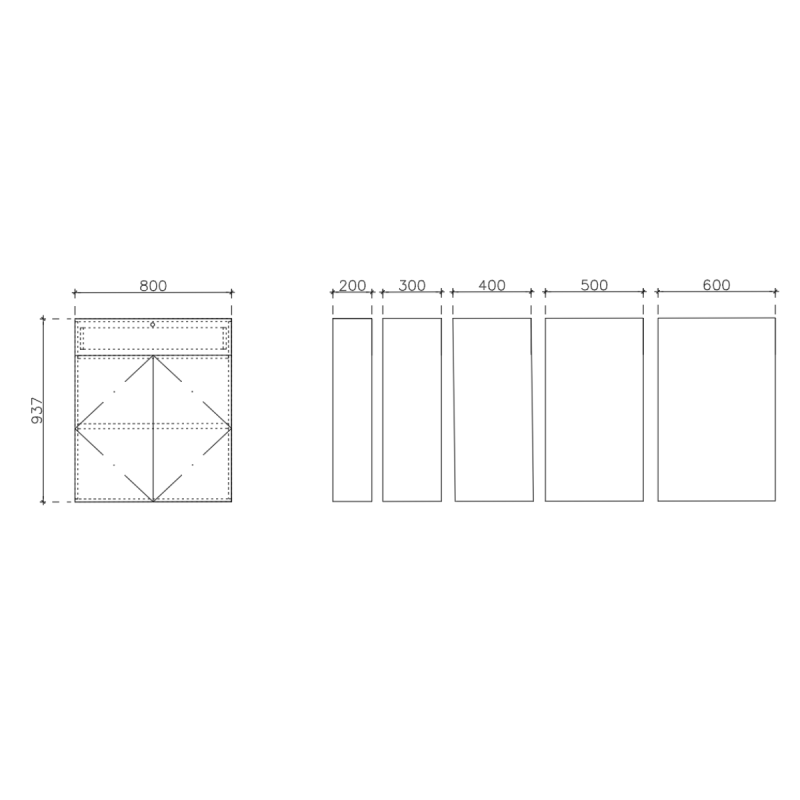 โครงตู้สำเร็จรูป ฟังก์ชั่น F ขนาด 800 x 937 x 600 มม.