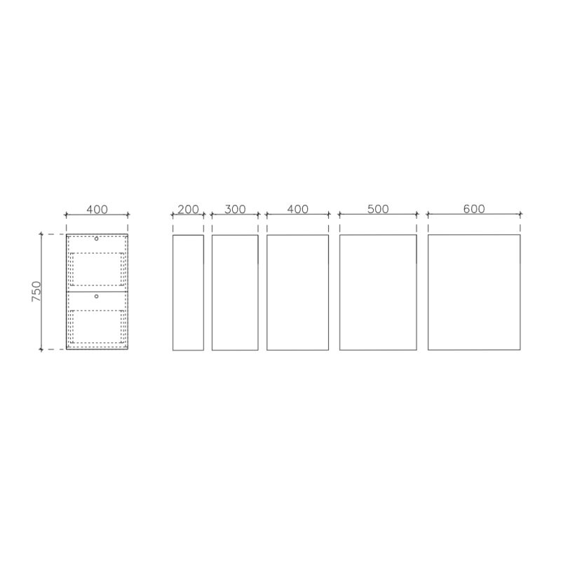 โครงตู้สำเร็จรูป ฟังก์ชั่น E ขนาด 400x750x400 มม.