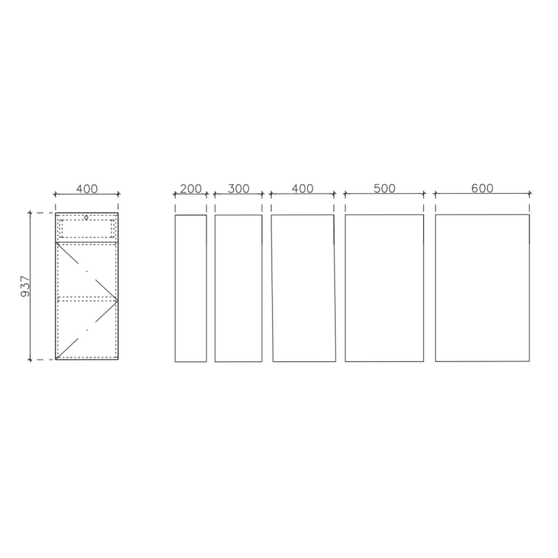 โครงตู้สำเร็จรูป ฟังก์ชั่น F ขนาด 400 x 937 x 400 มม.