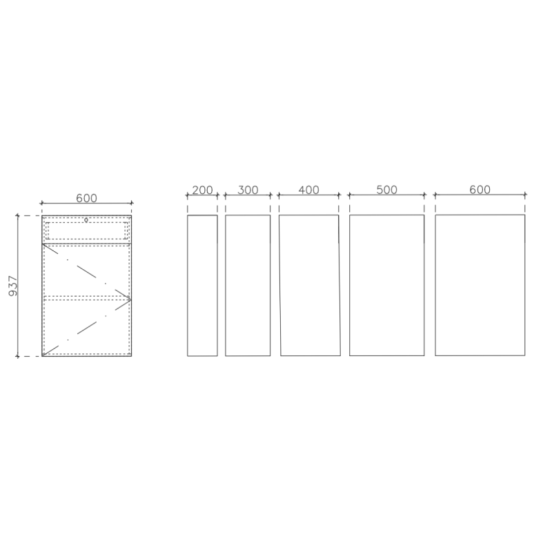 โครงตู้สำเร็จรูป ฟังก์ชั่น F ขนาด 600 x 937 x 600 มม.