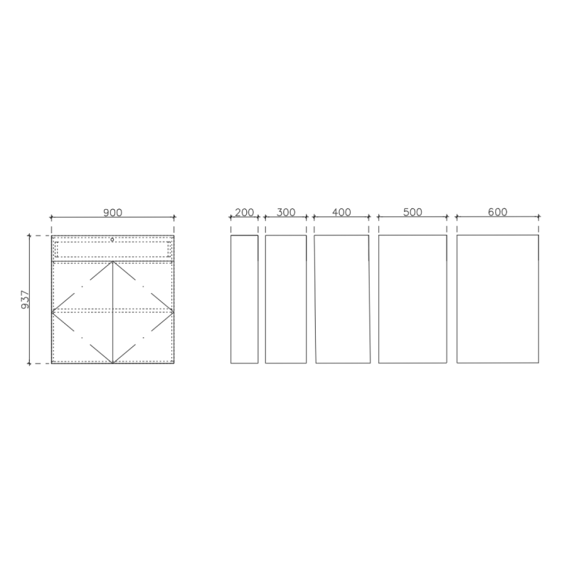 โครงตู้สำเร็จรูป ฟังก์ชั่น F ขนาด 900 x 937 x 600 มม.