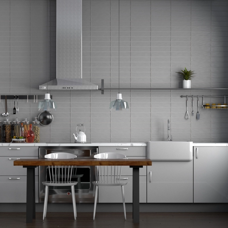 กระเบื้อง ผนัง GRAND VIVA 6.5x26.6cm SOLID SUBWAY L.GR M DMG-2653M