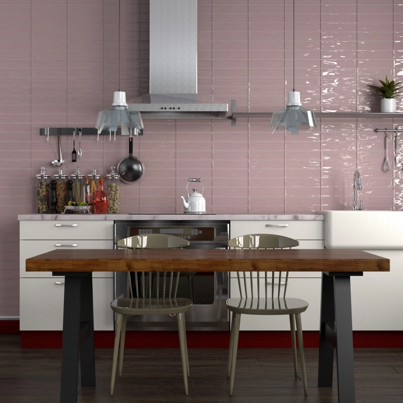 กระเบื้อง ผนัง GRAND VIVA 6.5x26.6cm SOLID SUBWAY PINK GL DMP-2622