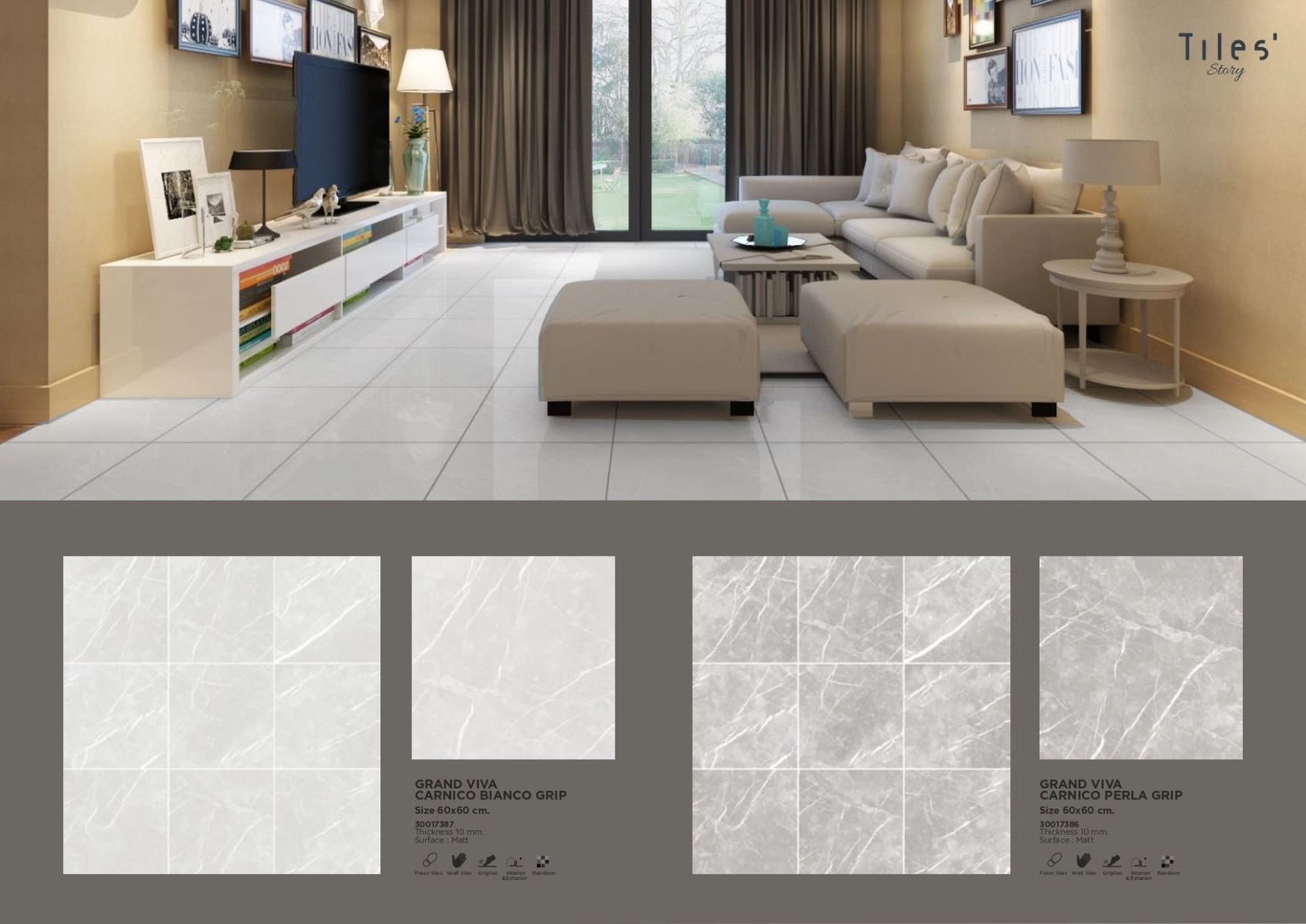 กระเบื้อง พื้น GRAND VIVA 60x60cm CARNICO PERLA GRIP