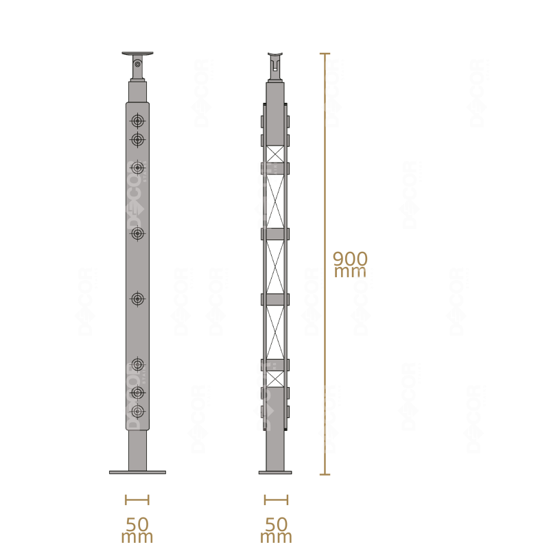 ชุดราวกันตกสแตนเลสล้วน แบบเสา S03 + เส้นกันตกสแตนเลส