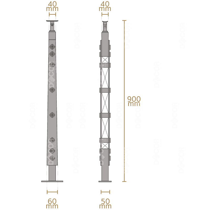 ชุดราวกันตกสแตนเลสล้วน แบบเสา S04 + เส้นกันตกสแตนเลส
