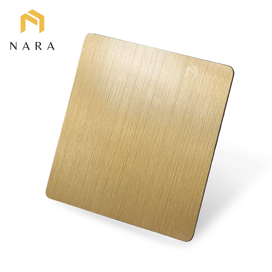 แผ่นสแตนเลสสีทองเหลือง แฮร์ไลน์ (Hairline)